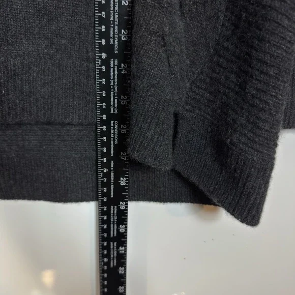 Garnet Hill 100% Cashmere Sweater Womens Medium Gray Mock Neck Ribbed Cable - Picture 7 of 10